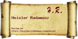 Heisler Radamesz névjegykártya